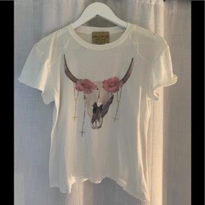 Wildfox white label desert rose cow skull T